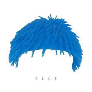 Colorful Color Blocking Tpr Soft Rubber Long Haired Beanie for Men Women Parent Child Interactive Fun Sea Urchin Funny Swimming Cap Silicone Hats Stinky Ball Swim Accessories For Men Women Young Waterproof Swimwear Beach Party