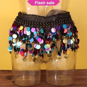 SHENHAO2🎀 Múa bụng hip khăn sequin tua eo vành đai Jazz Nhảy Hip khăn với lủng lẳng Sequins Ấn Độ khiêu vũ hiệu suất quần áo