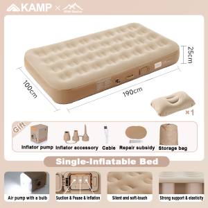 Air Bed Double or Single Inflatable Bed Family Mat Implatable Bed for Camping with Lamp and Electric Pump