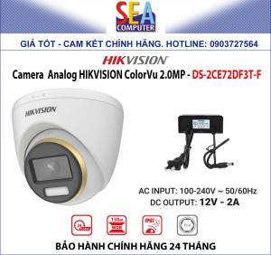 Camera  Analog HIKVISION ColorVu 2.0MP Full Color - DS-2CE72DF3T-F