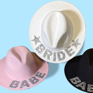 Bride Cowboy Hat Mrs Cowgirl Hat For Bridal Party Bride Fedora Bachelorette Party Hats Cowgirl Hat Bridal Party Props