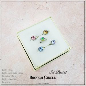 WIRDORA SET PREMIUM CIRCLE BROOCH (1 SET 5 PIECES) WITH CERTIFIED AUTHENTIC CRYSTAL / HIJAB / TUDUNG / KERONGSANG / GIFT