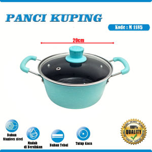 Panci Susu Enamel Anti Lengket dengan Tutup Kaca - Pilihan Warna Campuran Metalik