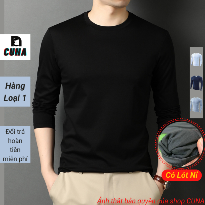 [Hàng Loại 1] Áo Giữ Nhiệt Nam Cổ Tròn Thun Tay Dài Lót Nỉ Co giãn Body ...