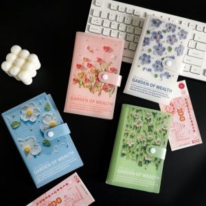 NOBLELUX 100 Envelopes Money Saving Binder 3D Flower Pattern PVC Budget Notebook Reusable Budget Savings Book Personal Finance