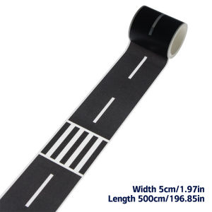 QUANSEN 1Roll 5M 1:12 Dollhouse Road Traffic Railway Track Scene Tape Sticker Miniature Parking Scene Curve Sticker Model Decor Toy Accessories