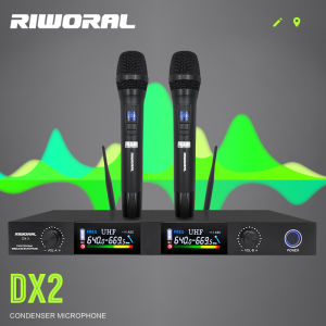 Wireless Microphone UHF 2 Channels 100M/328FT Audio 6.35mm /XLR Jack Support Audio Mixer or Power Amplifier For Karaoke videoke mic l mike for Stage DJ Church Wedding