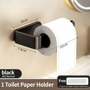 2pcs Wall Mounted Toilet Paper Holder Punch Free Self-Adhesive Tissue Shelf Kitchen Lightweight Storag Toilet Paper Towel Holder Wall Mount No Punching Tissue Towel Roll Dispenser Bathroom Kitchen