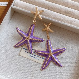 GENENIC Bohemia Style Starfish Metal Stud Earrings Ear Pendant Iron Material Long Tassel Earrings Gift Jewelry Starfish Dangle Earrings Women