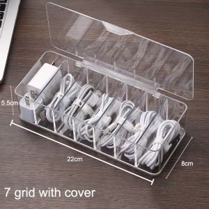 1 PCS 7/8 Grid Frames Dustproof Transparent Storage With Cover Cable Management Box Hub Organizer Box Desktop Data Cable Storage Box Space Savers