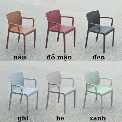 GHẾ NHỰA ĐÚC SÓNG MA6817 CÓ TAY VỊN HIỆN ĐẠI THOẢI MÁI CHẮC CHẮN Chất liệu PP cao cấp Kích thước 41x49x78cm Màu sắc Đen Xanh Ghi Nâu Đỏ Be Phù hợp bàn ăn quán cafe nhà hàng homestay