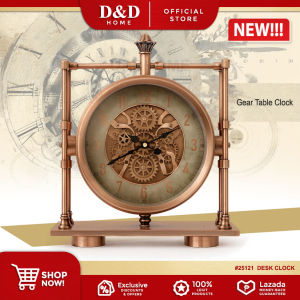 D&D Home l Table Clock Moving Gear Mechanism & Roman Numerals Analog Desk Clock for Home & Office Decor ( #25121 )