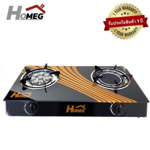 DENPA [ราคาถูกสุด พร้อมส่ง] เตาแก๊สหน้ากระจก เตาแก๊ส2หัว เตาอินฟราเรด แถมฟรี กระทะ