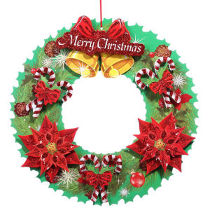 Paper Rattan Wreath Christmas 3D Decoration Door Wall Hanging For Store Window Home Festive Holiday Krismas