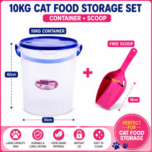 Cat Food Round Container 10kg/Bekas Makanan Kucing 10kg
