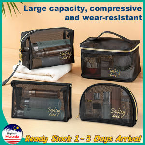 Fashion Mesh Sheer Zipper Tote Bag Toiletries Bag Women Travel Makeup Storage Portable Cosmetic Handbag travel toiletries