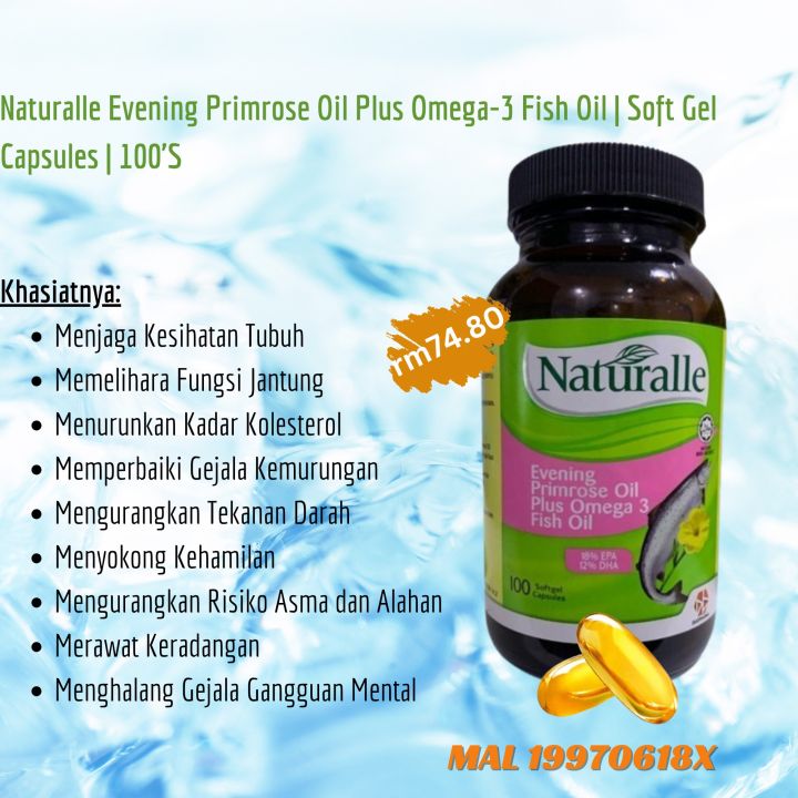 Naturalle Evening Primrose Oil Plus Omega-3 Fish Oil | Soft Gel ...