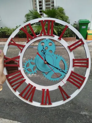 Đồng hồ treo tường gỗ bánh răng Cổ Điển Đồng hồ trang trí gỗ decor phòng khách quán cafe