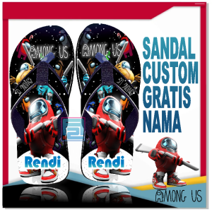Sandal Custom Gratis Nama Karakter Among Us Anak Dewasa Pria Wanita Laki Laki Perempuan