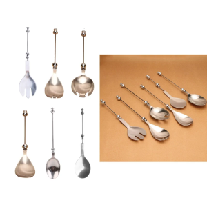 Tự làm đính cườm salad muỗng thép không gỉ tùy chỉnh Bead muỗng ăn kim loại đính cườm Bộ đồ ăn cho nhà bếp nhà hàng