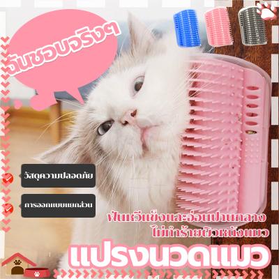 แปรงนวดแมว แปรงหวีขนแมว แบบติดผนัง ให้แมวเข้าไปถู