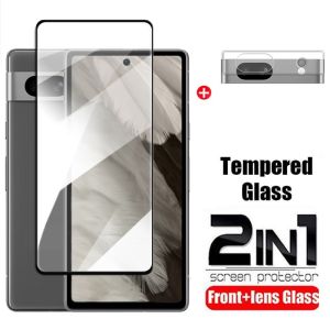 Google Pixel 7A 5G 2023 Screen Protector 2in1 Full Cover Tempered Glass For Pixel7A Pixel7 A 7 6 6A 5 Pixel6 Pixel6A Camera Lens Film Phone Protective Glass