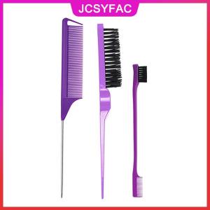 JCSYFAC 3pcs tạo kiểu tóc lược tóc bàn chải thiết lập trêu chọc cạnh bàn chải rat đuôi lược cho xoăn Thẳng ướt Khô dài bắn tóc