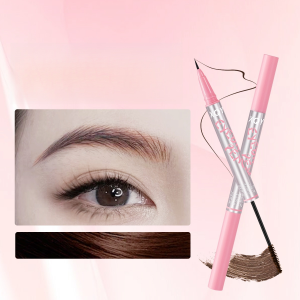 [Waterproof/Sweatproof Dual-Ended] Ultra-Thin Brow Pencil Smudge-Proof Natural Look Long-Lasting Eyebrow Makeup Pen with Refillable Tip Easy Application
