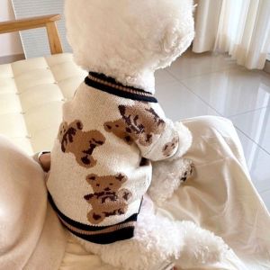 JAYNEBIO Knitted Dog Sweater Warm Bear pattren Pet Dog Clothes Fashion Comfort Dog Winter Clothes for Small Medium Dogs Chihuahua Puppy Pet