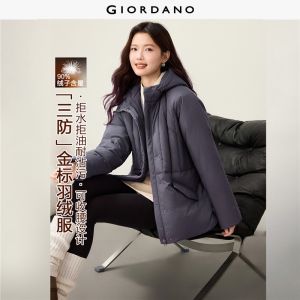 GIORDANO Women Down Jackets Triple-Protection Cinch Waist Down Jackets Warm Fashionable Casual Hooded Down Jackets 05376709