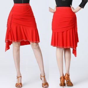 Ladies mới điệu nhảy Latin rìa nửa váy cao cấp dập nóng kim cương giữa váy khiêu vũ Rumba CHA khiêu vũ hình vuông chân Váy Múa