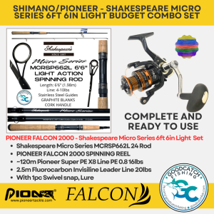 SHIMANO FX SIENNA SAHARA PIONEER + SHAKESPEARE MICRO SERIES 6ft 6in LIGHT ACTION BUDGET COMBO SET