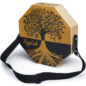 POGOLAB Two-tone Cajon Portable Travel Wooden Drum with Adjustable Strap Easy to Carry Unique Appearance Beautiful Percussion Instrument