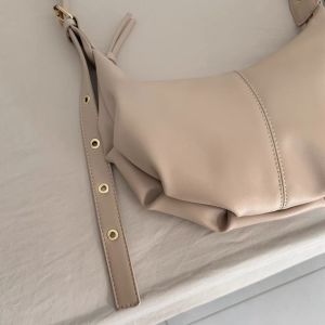 Soft Ruffled PU Leather Dumpling Crossbody Shoulder Bag