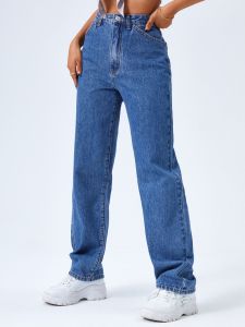 Highwaist Kulot Jeans Korean Wanita Biru Tua