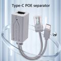 USB C Bộ chia POE USB C 48V đến 5V 2.4A cho khoảng cách dài cáp Ethernet sử dụng 10/100mbps Bộ chuyển đổi Ethernet cho nhà. 
