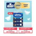 Kleenex Teddy Soft 3-Ply Facial Tissues Soft Box - 4 Packs. 