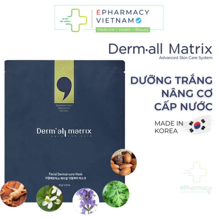 Mặt nạ Derm All Matrix - Mặt nạ Matrix dưỡng trắng nâng cơ cấp nước tức thời - Hộp 4 miếng