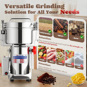 1800G Mesin Penggiling Black Papper Kering Powder Grinder  Penggiling Kedelai Giling Tepung Bubuk Herbal Biji Kacang Obat Mudah Dibersihkan Besar Kehalusan Mesin Penepung Kering Elektrik Grinder Giling Bumbu Rempah Kering penggilingan Kacang Tanah