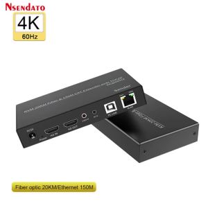 HDMI KVM Fiber Optical Extender 20Km Over Cat5e/6 TCP/IP SC With Loop Out 4K 60hz Extender HDMI Fiber Optical Transceiver For TV