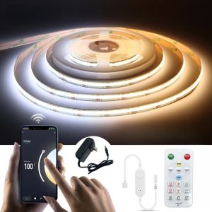 COB LED Strip Light White CCT Tunable 608leds/m Dimmable 2700K-6500K tri color LED Tape Light Kit with APP Control/Music Modefor Under Cabinet Bedroom Kitchen DIY LightingFast shipping