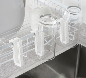 2-Pack Hanging Cup Holder with Drain Rack – Space-Saving Organizer for Kitchen & Bathroom