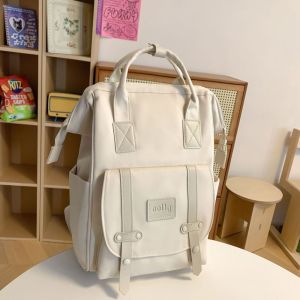 MUNCHX Solid Color Backpack Large Capacity Waterproof Schoolbag Causal Nylon Rucksack