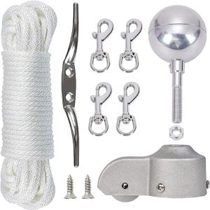 Durable Aluminum Flagpole Hardware Set Includes 3Inch Golden Ball Lock Nut And 2Inch Nylon Pulley For Garden Flagpoles