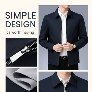 Middle-age Business Lapel Jacket Cold-resistant Durable Zipper Casual Jacket  Business Jackets Coat