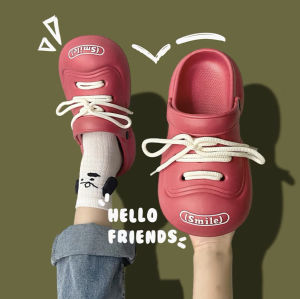 Ann.Fashion รองเท้าแตะหัวโต รองเท้าแตะแฟชั่นผู้หญิง แบบผูกเชือก พื้นหนา ใส่สบาย มีรัดส้น #sy154