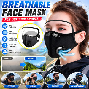 Outdoor Cycling Face Mask Breathable Mesh Sports Mask Activated Carbon Dust Mask with Filter Chip and Breathing Valve