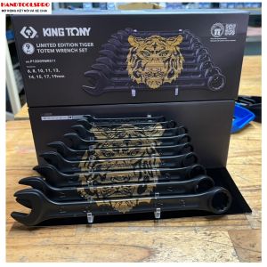 Bộ cờ lê vòng miệng siêu nhẹ xi đen hệ mét 6-19mm hình con hổ phiên bản giới hạn Kingtony P12D09MRS1