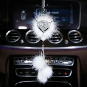 LGJGHJG Crystal Car Pendant Animal Craft Ornament Rearview Mirror Pendant Creative Gifts Fur Ball Car Hanging Ornament Home Decor