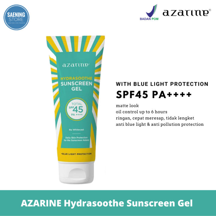 Azarine Hydrasoothe Sunscreen Gel SPF45 PA++++ BEST SELLER sunscreen kulit berminyak berjerawat